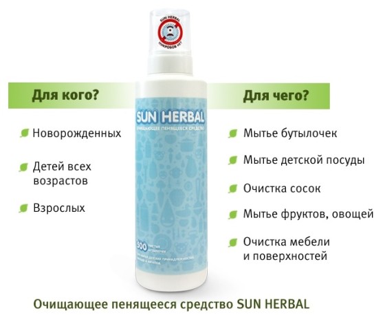 очищающее пенящееся средство Sun Herbal